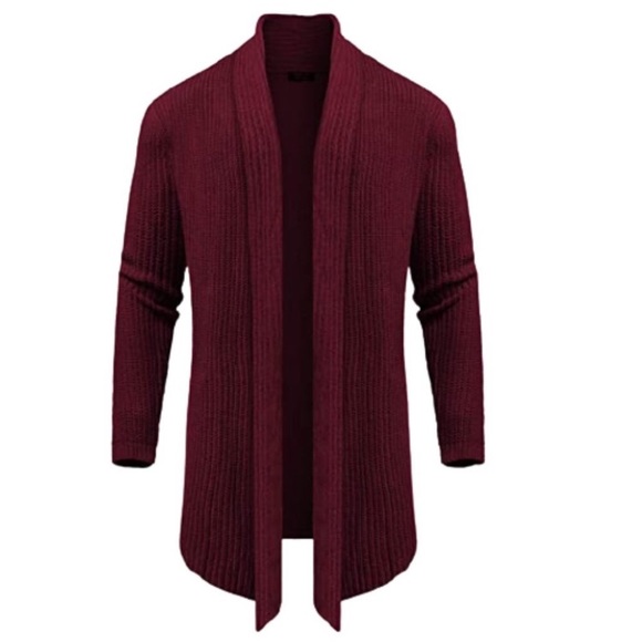 Men's Shawl Collar Long Cardigan Knit Sweater